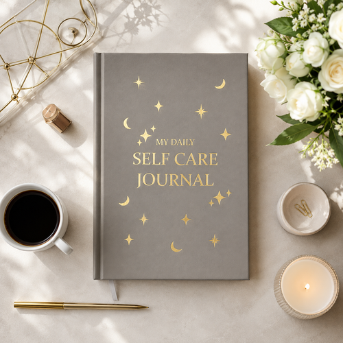 Withinly Daily Self Care Journal — hardcover with gold detailing